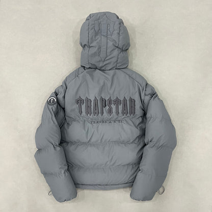 Jaqueta Puffer Trapstar Decoded Hooded Cinza - Shabby Company