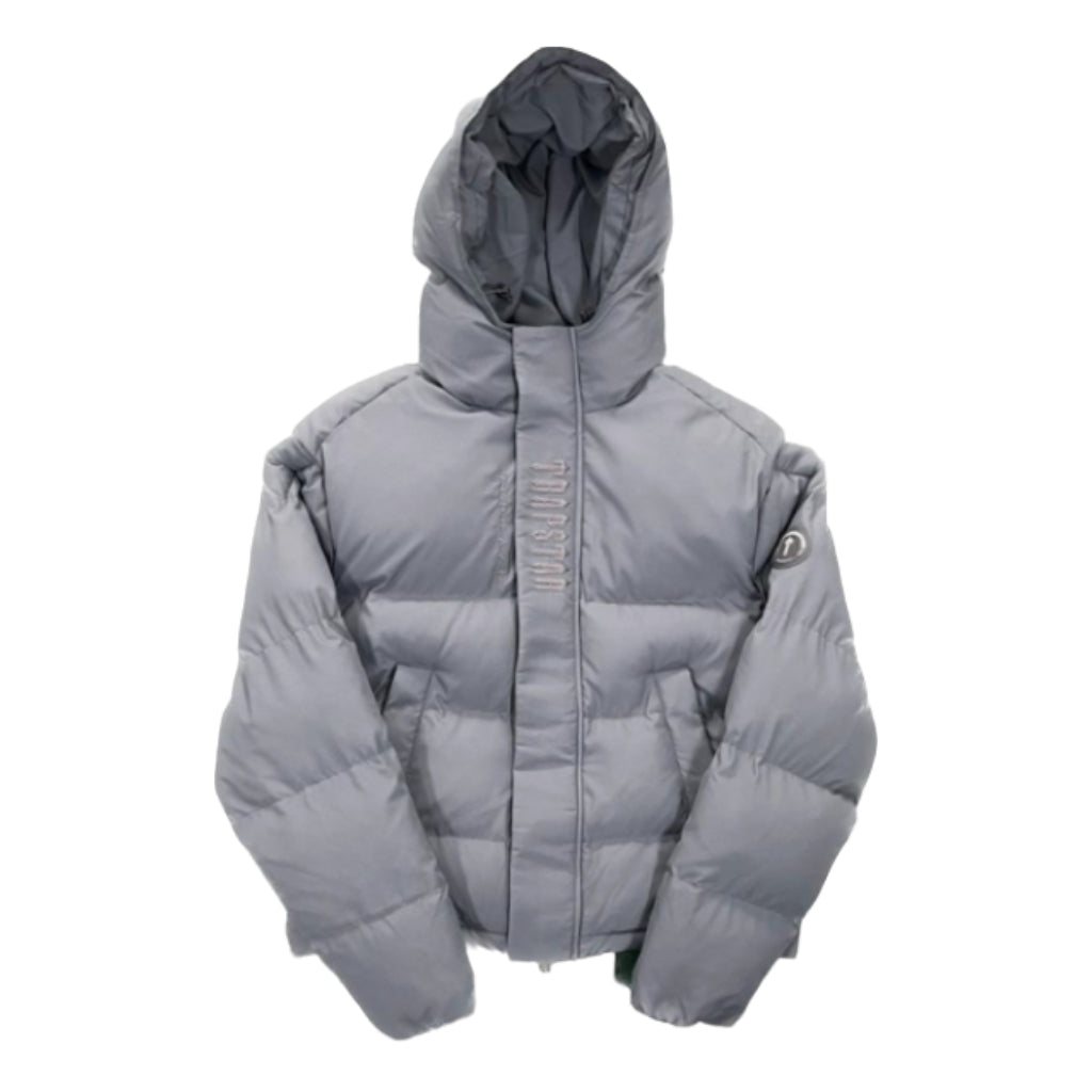 Jaqueta Puffer Trapstar Decoded Hooded Cinza - Shabby Company